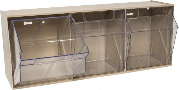 Quantum Storage QTB303IV 3 Compartment Ivory Small Parts Tip Out Stacking Bin Organizer