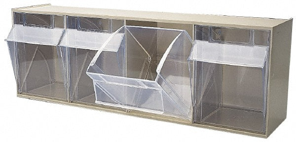 Quantum Storage QTB 304 IVORY 4 Compartment Ivory Small Parts Tip Out Stacking Bin Organizer