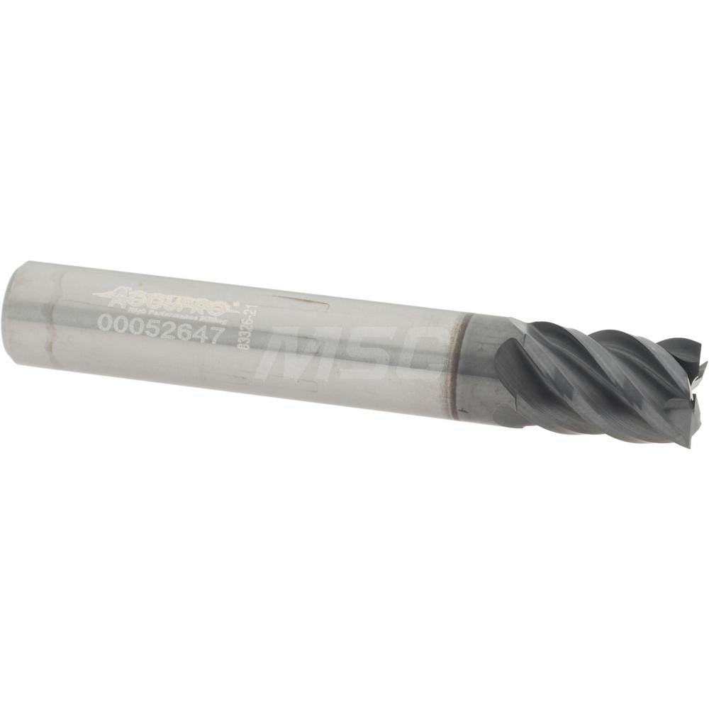 Accupro 95168318 Square End Mill 0.3125" Dia, 0.4375" LOC, 0.3125" Shank Dia, 2" OAL, 5 Flutes, Solid Carbide
