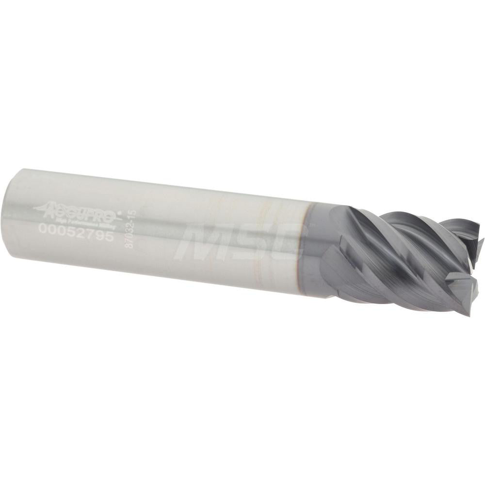 Accupro 95168255 Square End Mill 1/2" Dia, 5/8" LOC, 5 Flutes, Solid Carbide