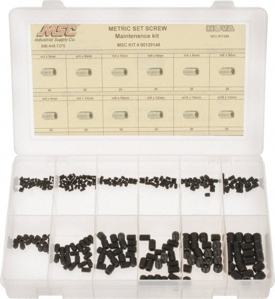 Value Collection NFC-KIT258 280 Piece, M3 to M10, Alloy Steel Set Screw Assortment