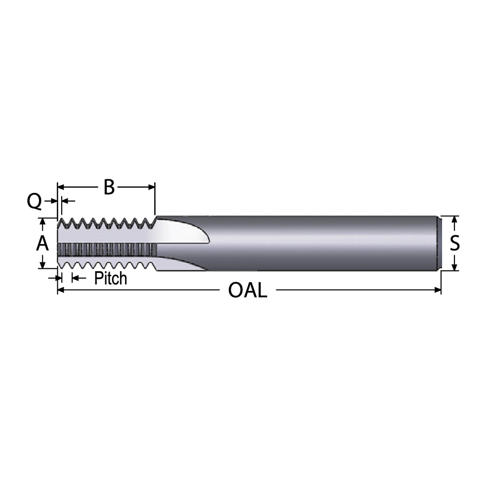 Scientific Cutting Tools, Inc. TM187-28A Straight Flute Thread Mill 1/4-28, Internal, 3 Flutes, 1/4" Shank Dia, Solid Carbide