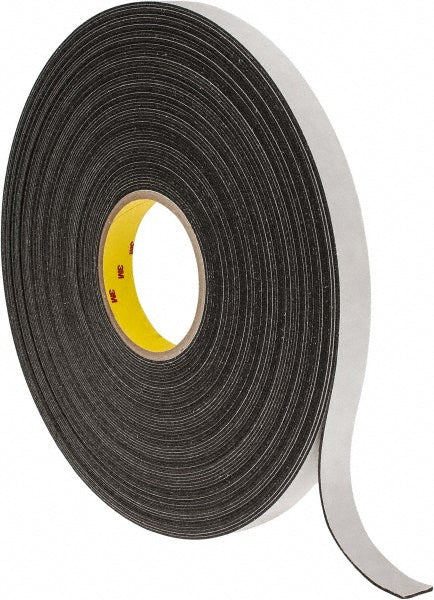 3M 7000123703 Black Double-Sided Polyethylene Foam Tape 3/4" Wide, 36 yd Long, 1/16" Thick, Rubber Adhesive