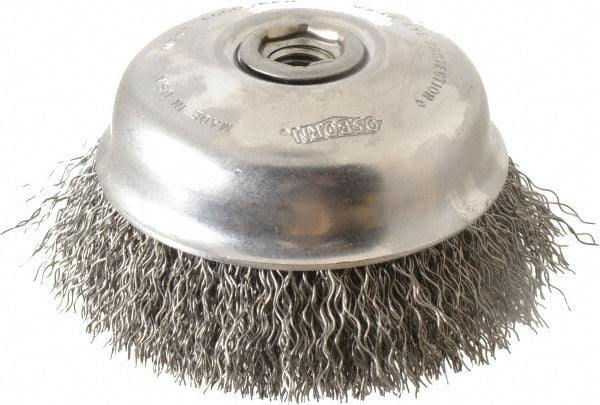 Osborn 0003213500 Cup Brush 5" Dia, 0.02" Wire Dia, Steel, Crimped