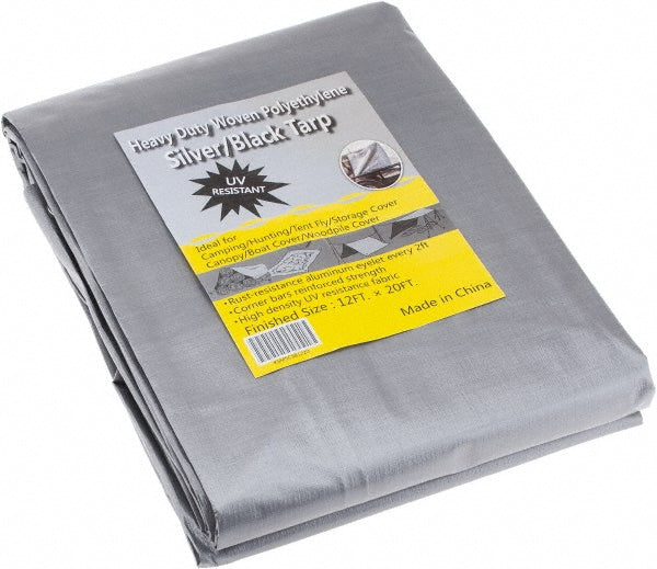 Value Collection KSMSCSB1220 Tarp/Dust Cover Black & Silver, Polyethylene, 20' Long x 12' Wide, 11 to 12 mil