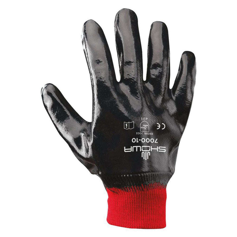 SHOWA 7000-10 General Purpose Work Gloves Large, Nitrile Coated, Cotton & Jersey