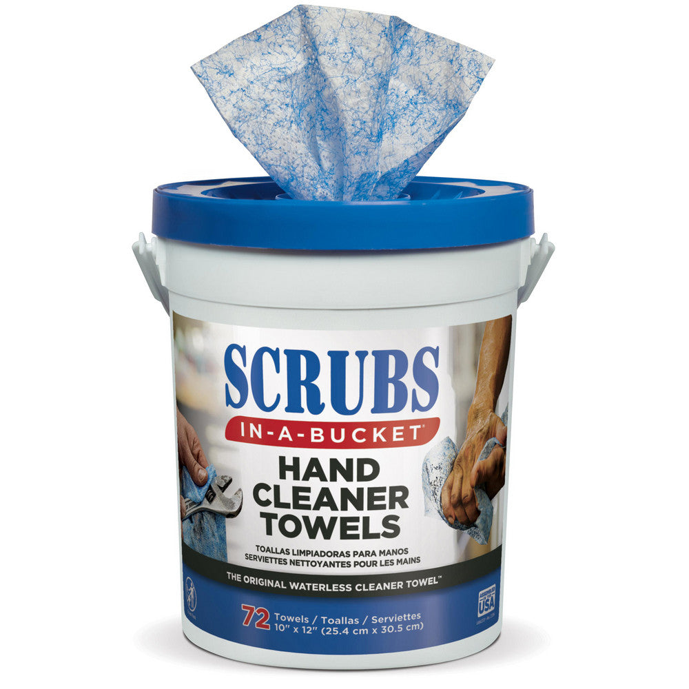 Scrubs 42272 SCRUBS in-a-Bucket® Hand Cleaner Towels, Pre-Moistened, Center Pull Canister, Blue