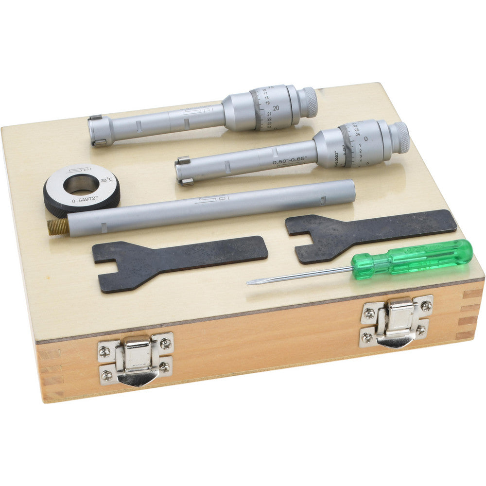 SPI 10-720-1 Mechanical Inside Micrometer Set 0.5000 to 0.8000" Range, 1 Extension Rod