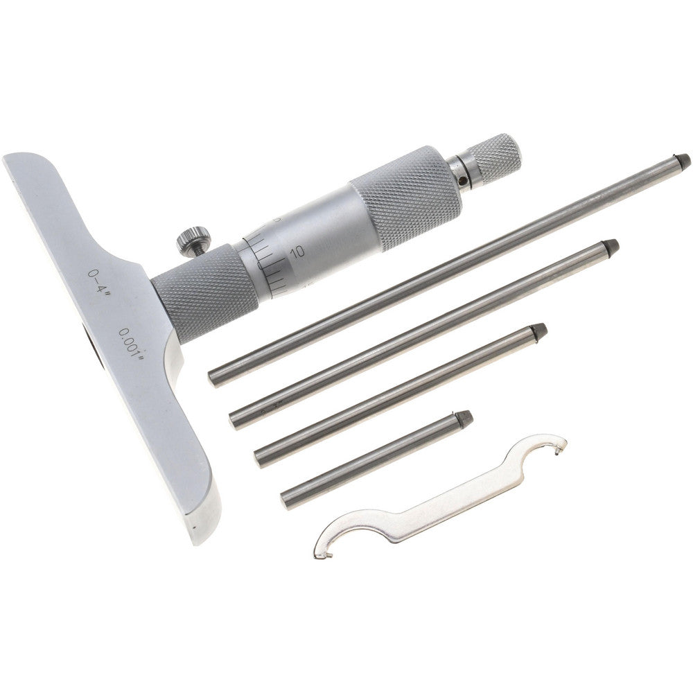 Value Collection 602-3030 Mechanical Depth Micrometer 4'' Range, 4 Rods