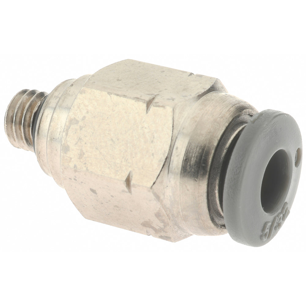 Norgren C24250210 Push-To-Connect Tube to Male & Tube to Male UNF Tube Fitting Adapter, Straight, #10-32 Thread, 5/32" OD