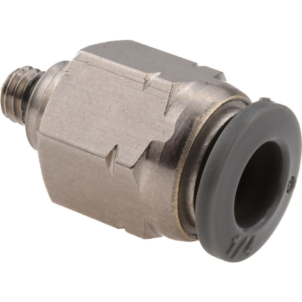 Norgren C24250410 Push-To-Connect Tube to Male & Tube to Male UNF Tube Fitting Adapter, Straight, #10-32 Thread, 1/4" OD