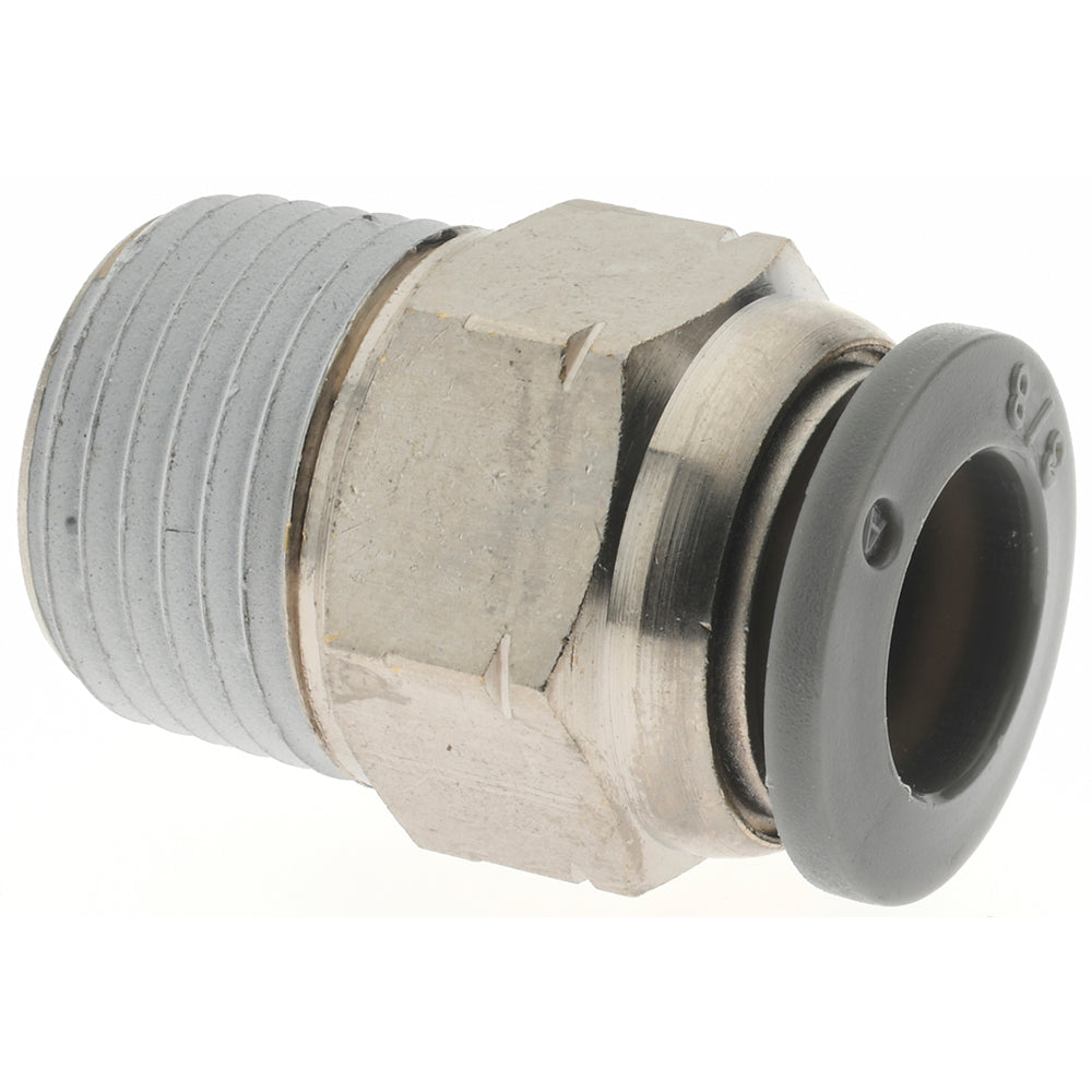 Norgren C24250638 Push-To-Connect Tube to Male & Tube to Male NPT Tube Fitting Adapter, Straight, 3/8" Thread, 3/8" OD
