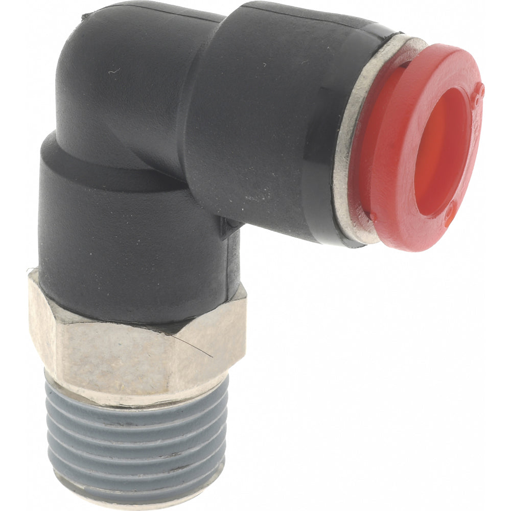 Norgren C01470828 Push-To-Connect Tube to Male & Tube to Male BSPT Tube Fitting 90 ° Swivel Elbow, 1/4" Thread