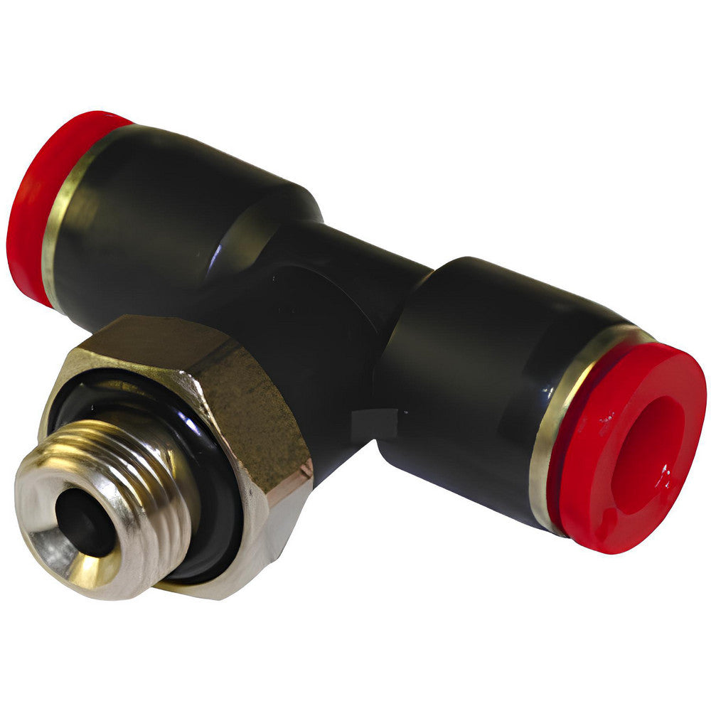 Norgren C02670618 Push-To-Connect Tube to Male & Tube to Male BSPP Tube Fitting Swivel Tee Adapter, Tee 1/8" Thread
