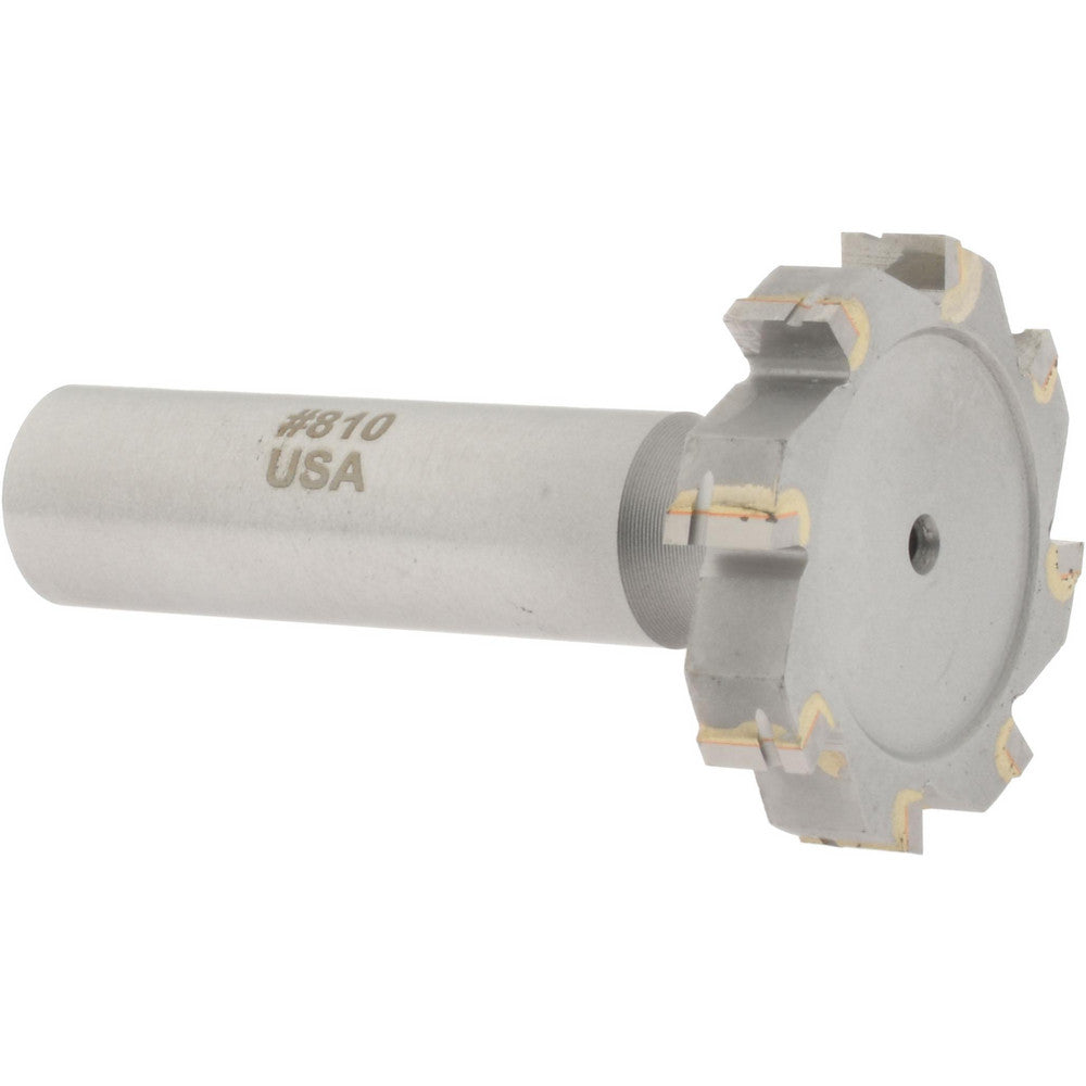 Made in USA Milling Cutters TC810 Woodruff Keyseat Cutter 1.25" Cut Dia, 0.25" Cut Width, 1/2" Shank Dia, Straight Tooth