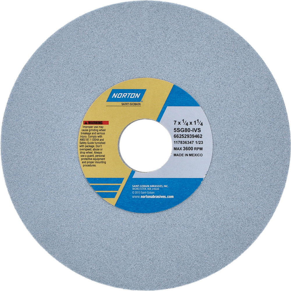 Norton 66252939462 Surface Grinding Wheel 7" Dia, 1/4" Thick, 1-1/4" Hole, 80 Grit, I Hardness