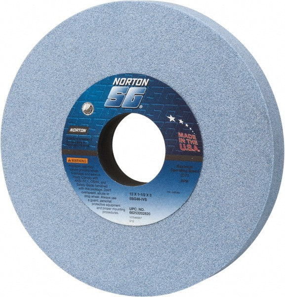 Norton 66253202820 Surface Grinding Wheel 12" Dia, 1-1/2" Thick, 3" Hole, 46 Grit, I Hardness
