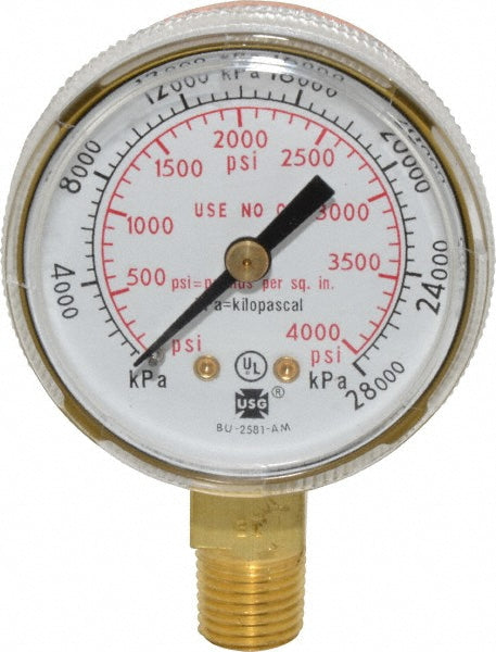 Victor 1424=0019 1/4 Inch NPT, 4,000 Max psi, Steel Case Cylinder Pressure Gauge