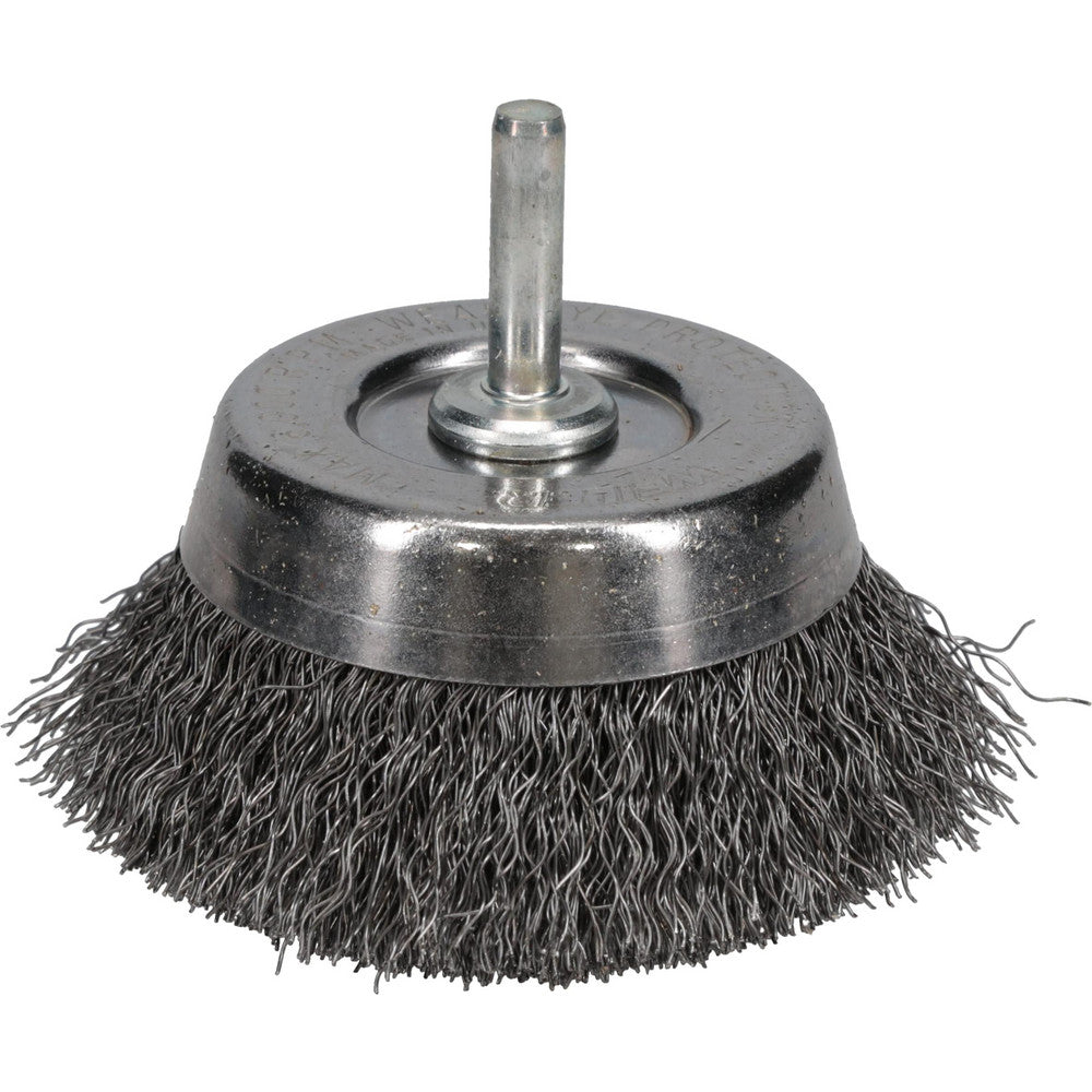 Weiler 90318 Cup Brush 2-3/4" Dia, 0.0118" Wire Dia, Steel, Crimped