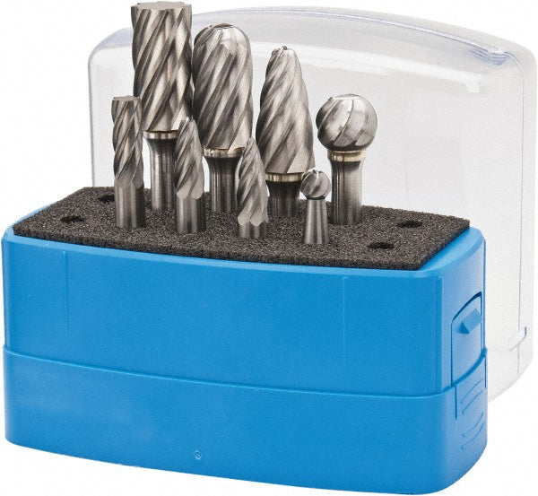 Mastercut Tool Corp. SETM175PFM 8 Pc Single Cut Burr Set with Ball, Cylinder, Cylinder w/Rad End, Tree w/Pointed End, Tree w/Rad End