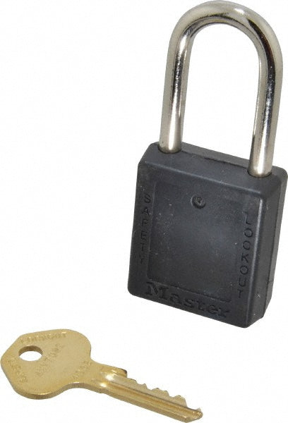 Master Lock 410KABLK-4XX7082 Lockout Padlock Keyed Alike, Thermoplastic, Steel Shackle, Black