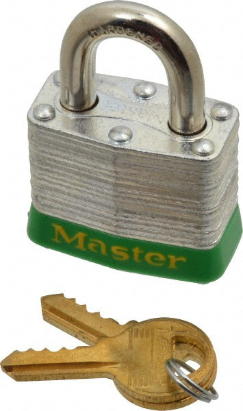 Master Lock 3GRN Lockout Padlock Keyed Different, Laminated Steel, Steel Shackle, Green
