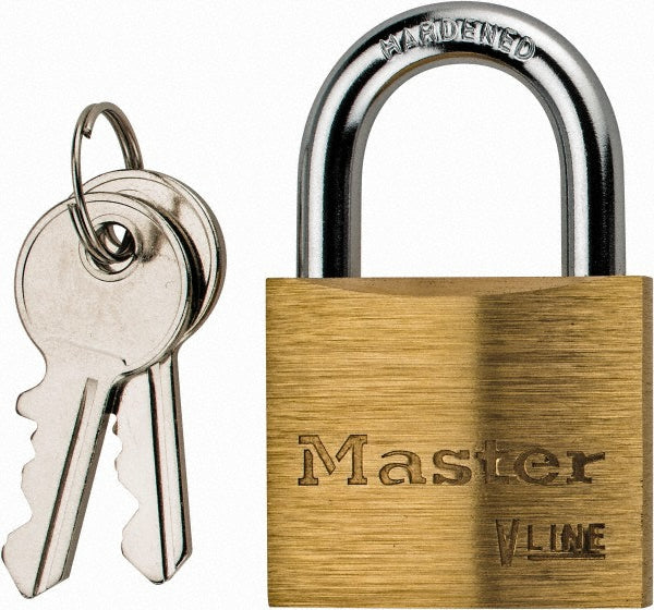 Master Lock 4140 Padlock Brass, Keyed Different, 1-1/2" Wide