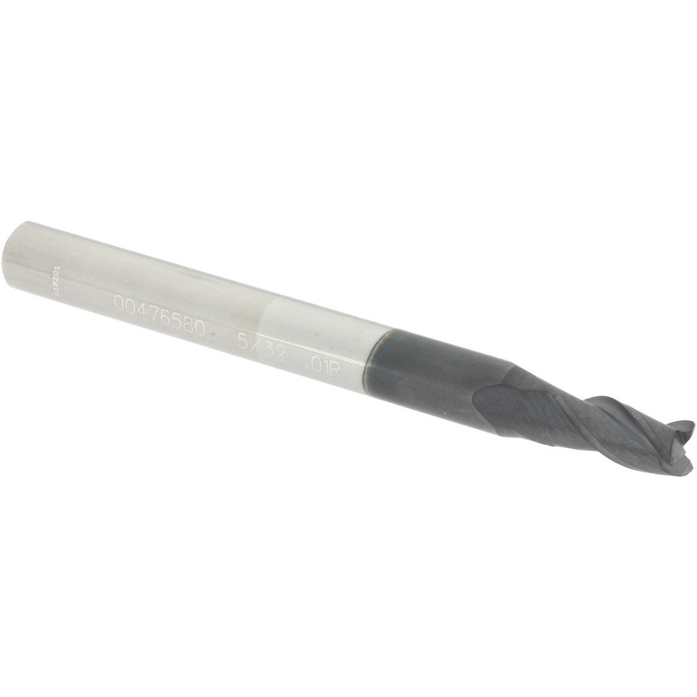 Accupro 00476580 Corner Radius End Mill 0.1563" Dia, 5/16" LOC, 0.01" Radius, 3 Flutes, Solid Carbide