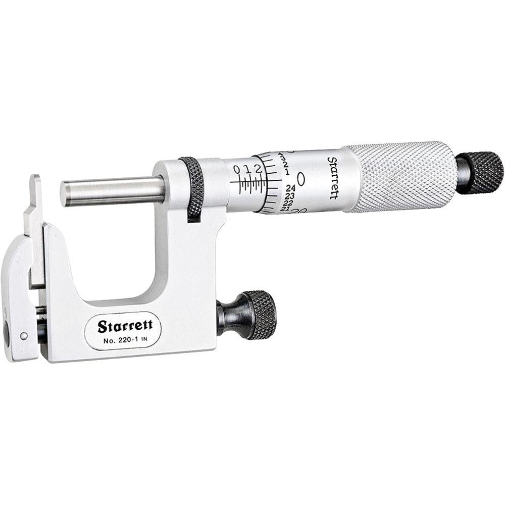 Starrett 66430 0 to 1 Inch Range, Carbide Face, Satin Chrome Coated, Mechanical Multi Anvil Micrometer