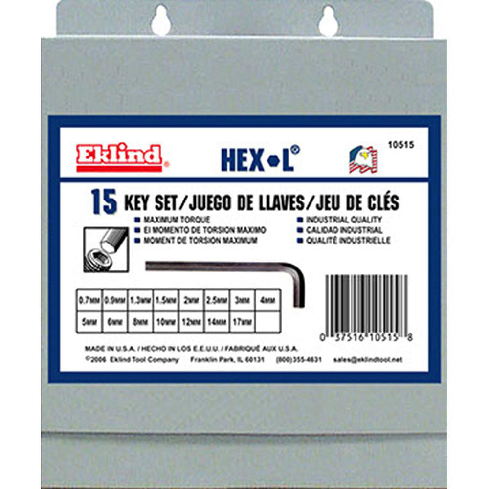 Eklind 10515 15 Piece L-Key Hex Key Set