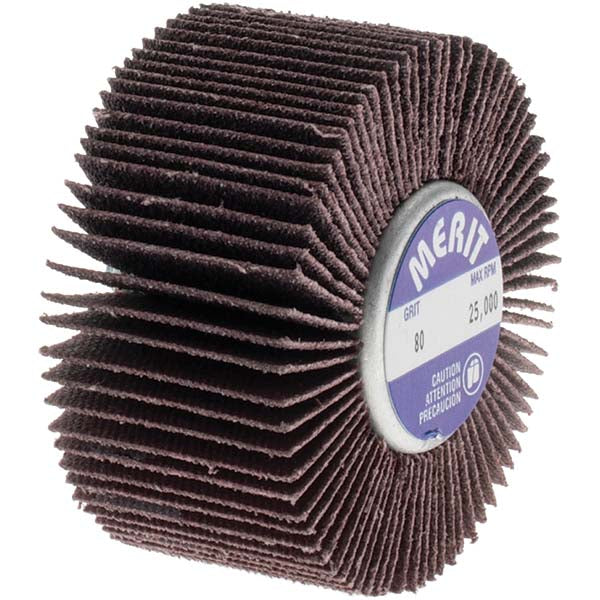 Merit Abrasives 08834133016 Mounted Flap Wheel 1" Face Width, 80 Grit, Ceramic Alumina
