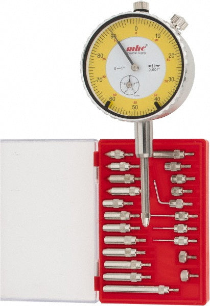 Value Collection JNL99997E 23 Pc Ball, Bent Stem, Conical & Flat Point 1" Dial Indicator & Point Kit
