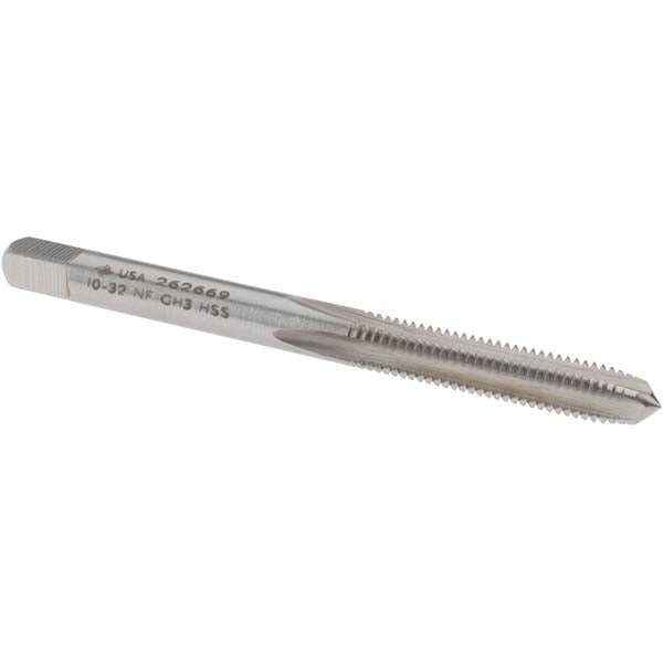 Brubaker Tool 10277-00-B #10-32 Plug RH 2B H3 Bright High Speed Steel 4-Flute Straight Flute Hand Tap