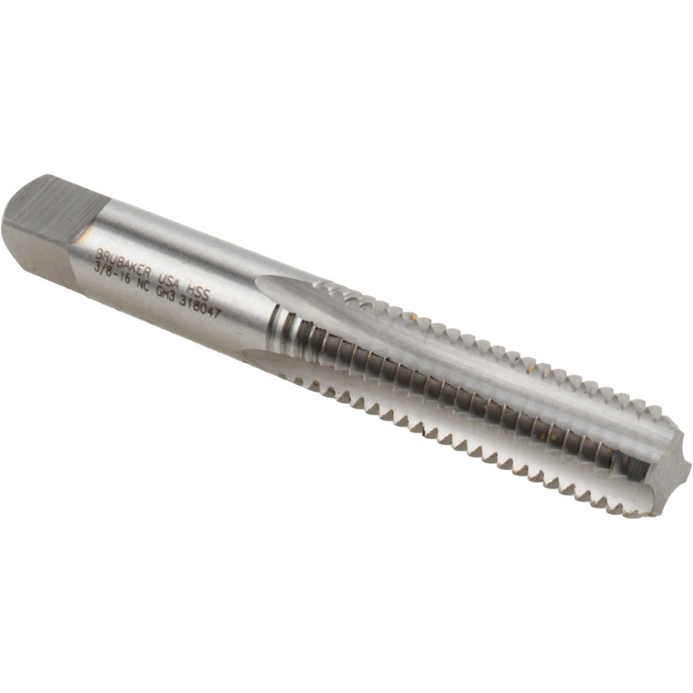 Brubaker Tool 10424-00-B 3/8-16 Bottoming RH 3B H3 Bright High Speed Steel 4-Flute Straight Flute Hand Tap