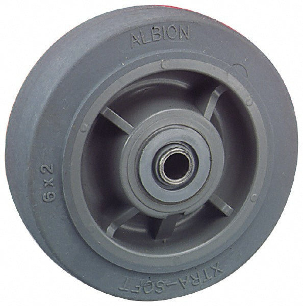 Albion XS0620112 Caster Wheel Solid Rubber, 6" Dia, 2" Wide, 1/2" Axle