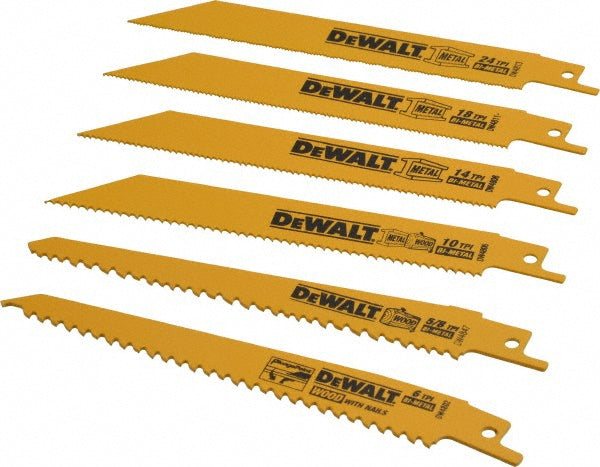 DeWALT DW4856 6 Piece, Bi-Metal Reciprocating Saw Blade Set