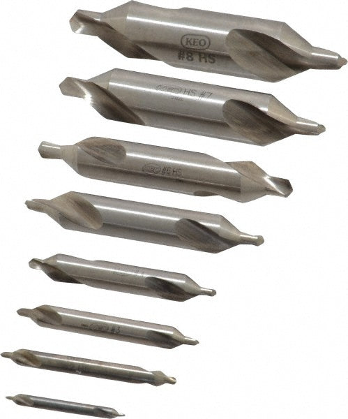 Keo 01031582 8 Pc #1 to #8 High Speed Steel Combo Drill & Countersink Set