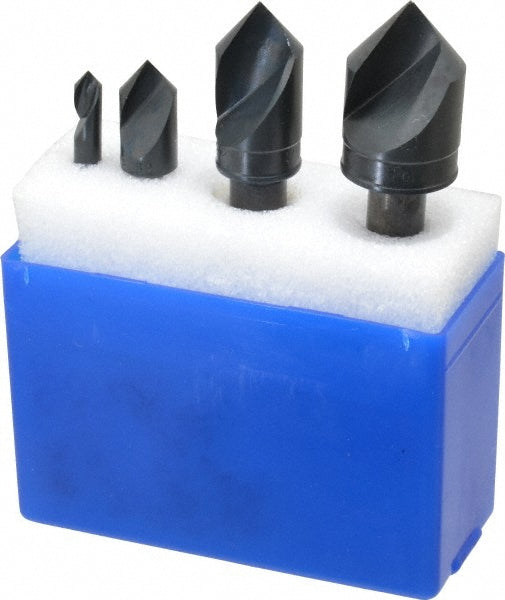 M.A. Ford 64100002 Countersink Set 4 Pc, 1/4 to 1" Head Dia, 1 Flute, 82 ° Included Angle