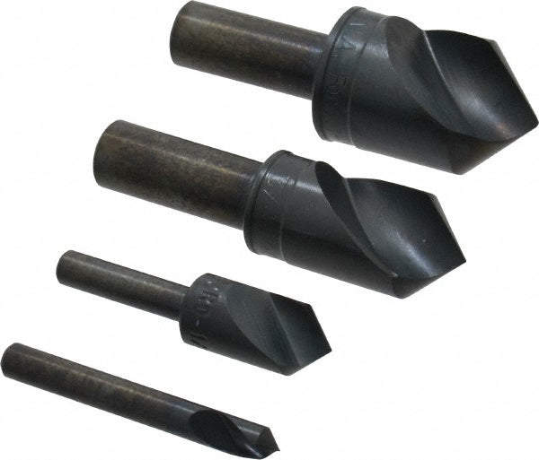 M.A. Ford 64100003 Countersink Set 4 Pc, 1/4 to 1" Head Dia, 1 Flute, 90 ° Included Angle