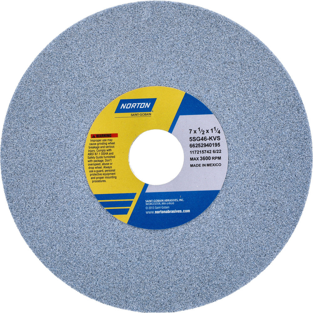 Norton 66252940195 Surface Grinding Wheel 7" Dia, 1/2" Thick, 1-1/4" Hole, 46 Grit, K Hardness