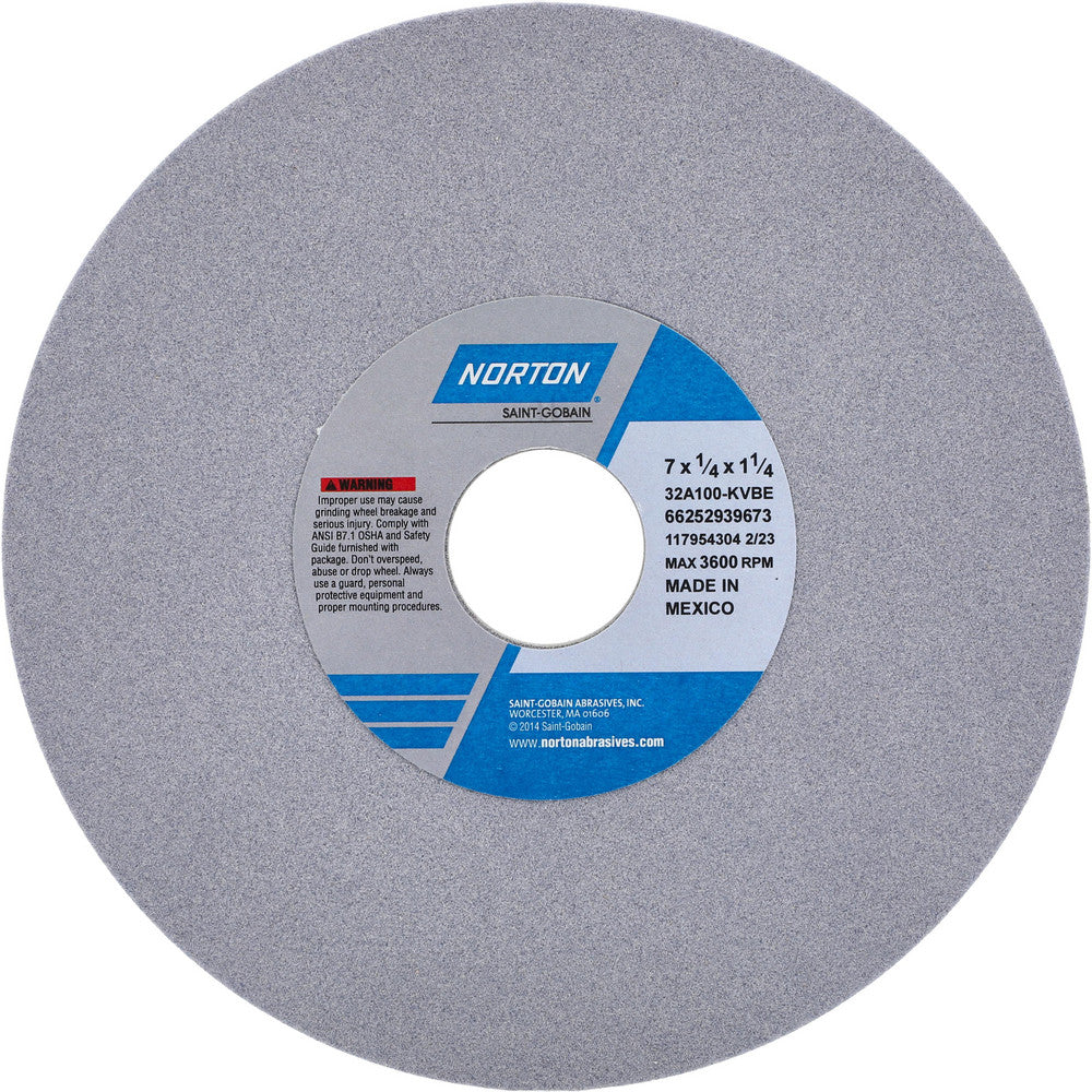 Norton 66252939673 Surface Grinding Wheel 7" Dia, 1/4" Thick, 1-1/4" Hole, 100 Grit, K Hardness