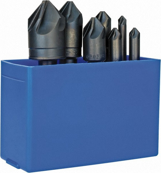M.A. Ford 79000002 Countersink Set 7 Pc, 1/4 to 1" Head Dia, 6 Flute, 82 ° Included Angle