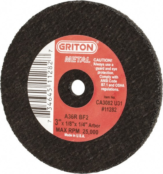 Value Collection CA3082U31 Cut-Off Wheel 3" Dia, 1/8" Thick, 1/4" Hole, Aluminum Oxide