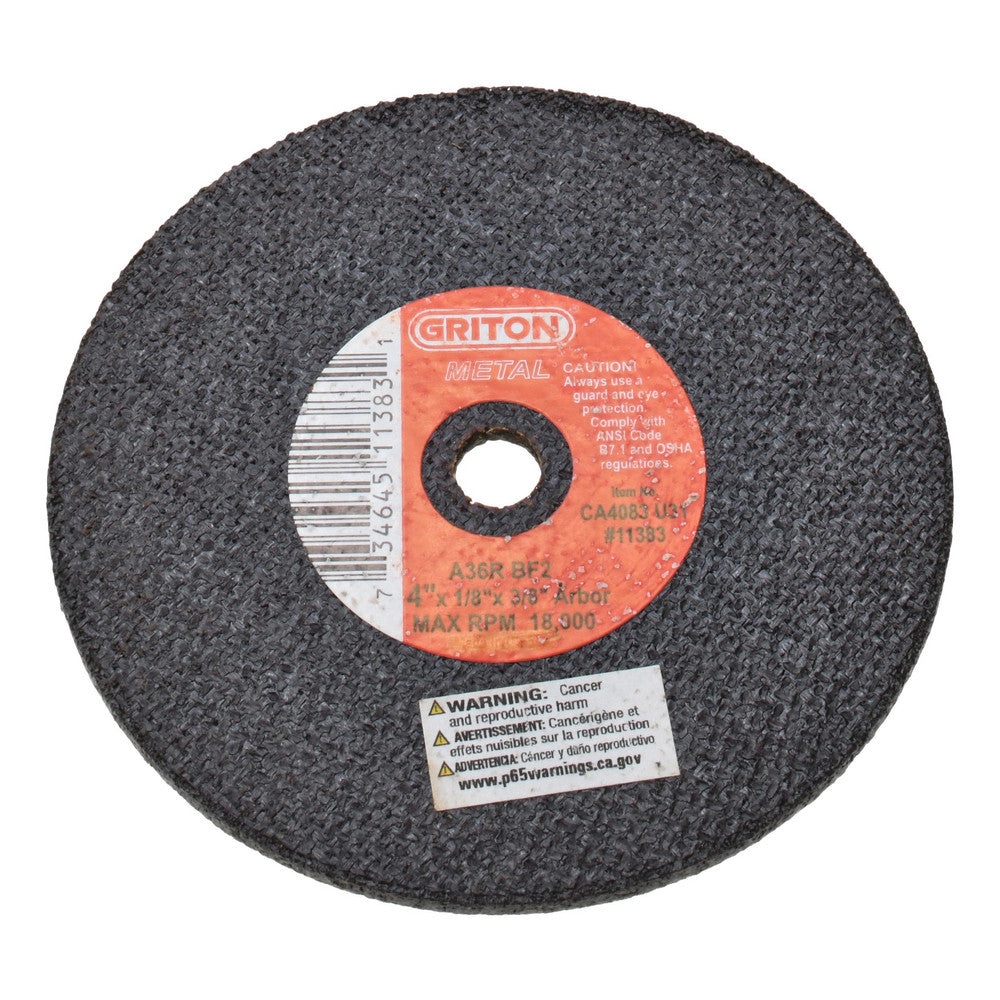 Value Collection CA4083U31 Cut-Off Wheel 4" Dia, 1/8" Thick, 3/8" Hole, Aluminum Oxide