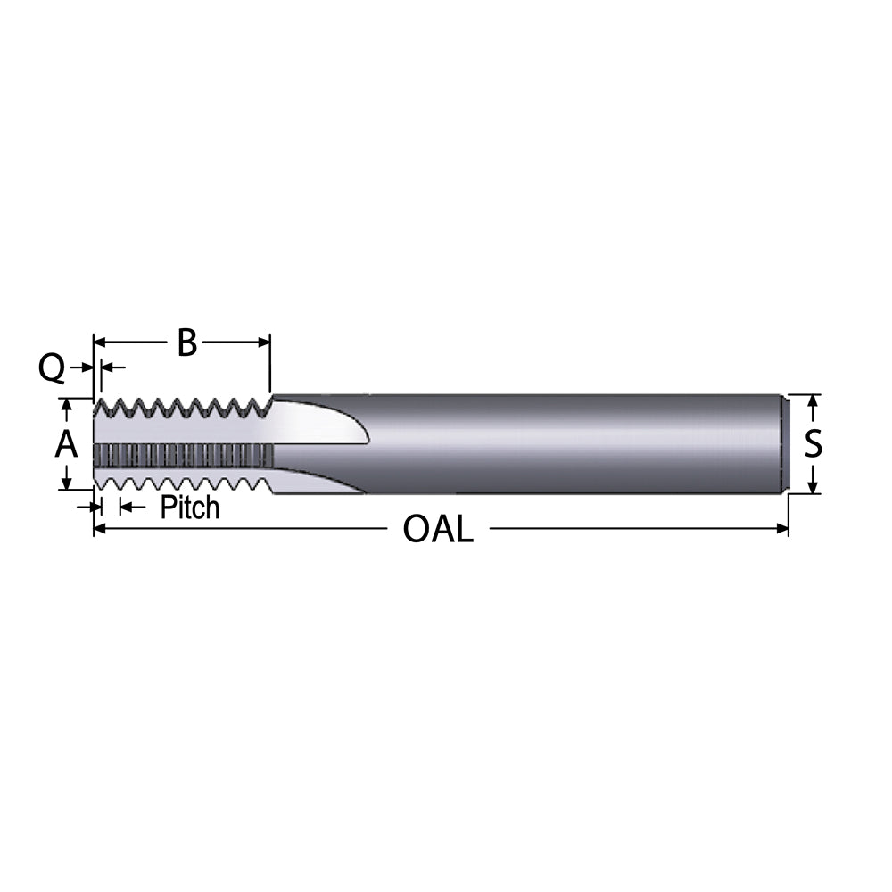 Scientific Cutting Tools, Inc. TM450-10A Straight Flute Thread Mill 3/4-10, Internal, 4 Flutes, 1/2" Shank Dia, Solid Carbide