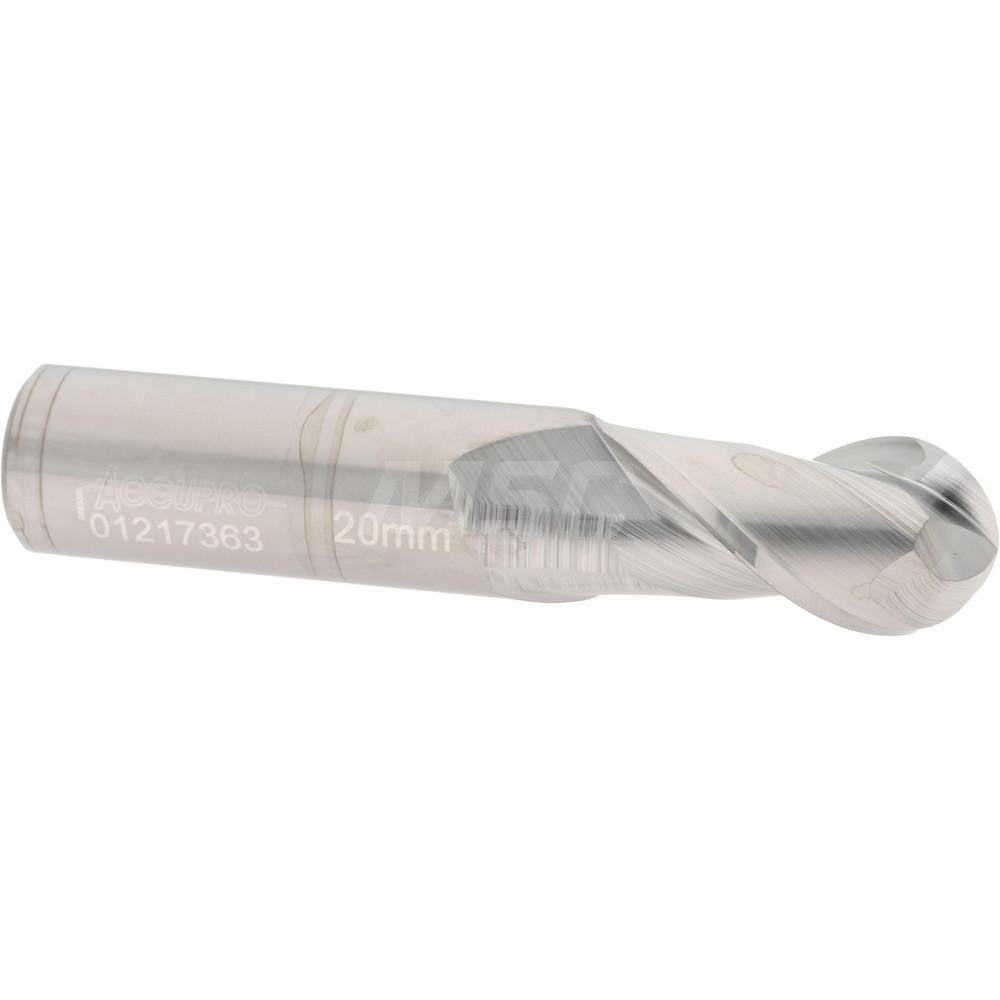 Accupro 01217363 Ball End Mill 0.7874" Dia, 1.4961" LOC, 2 Flute, Solid Carbide