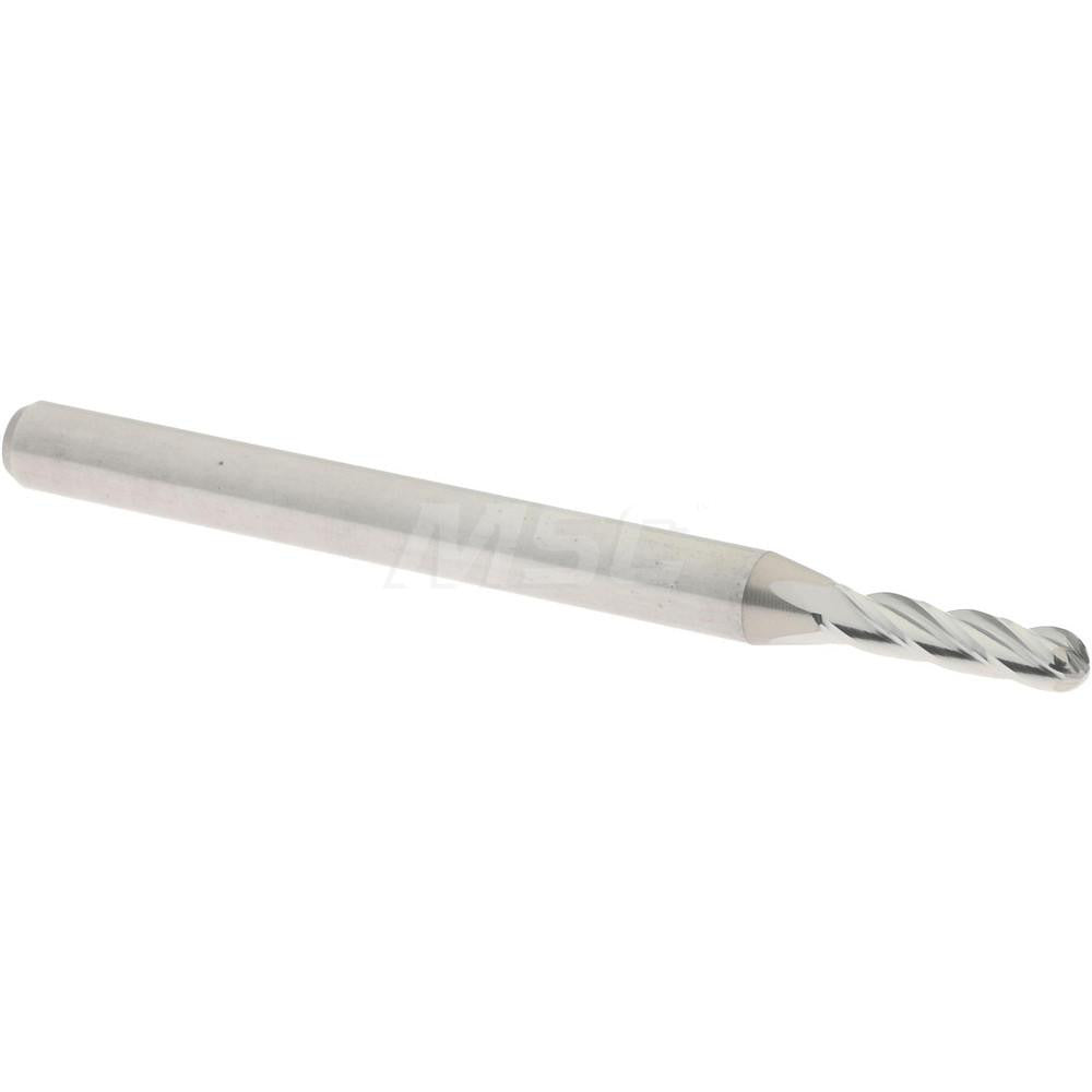 Accupro 01217405 Ball End Mill 0.0787" Dia, 0.315" LOC, 4 Flute, Solid Carbide