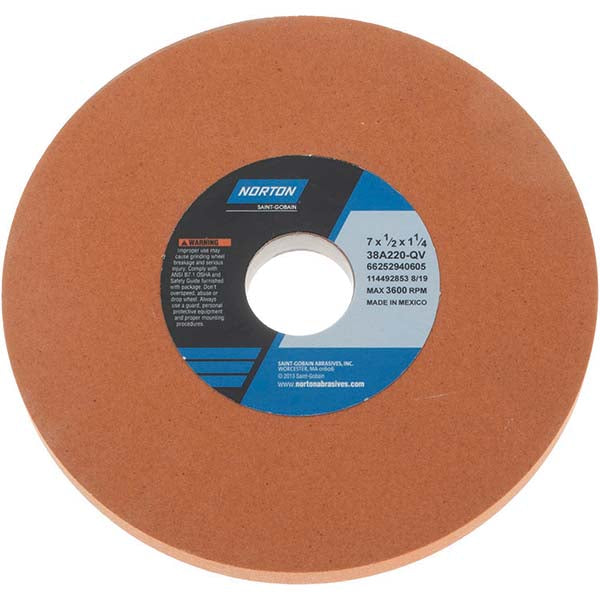Norton 66252940605 Surface Grinding Wheel 7" Dia, 1/2" Thick, 1-1/4" Hole, 220 Grit, Q Hardness