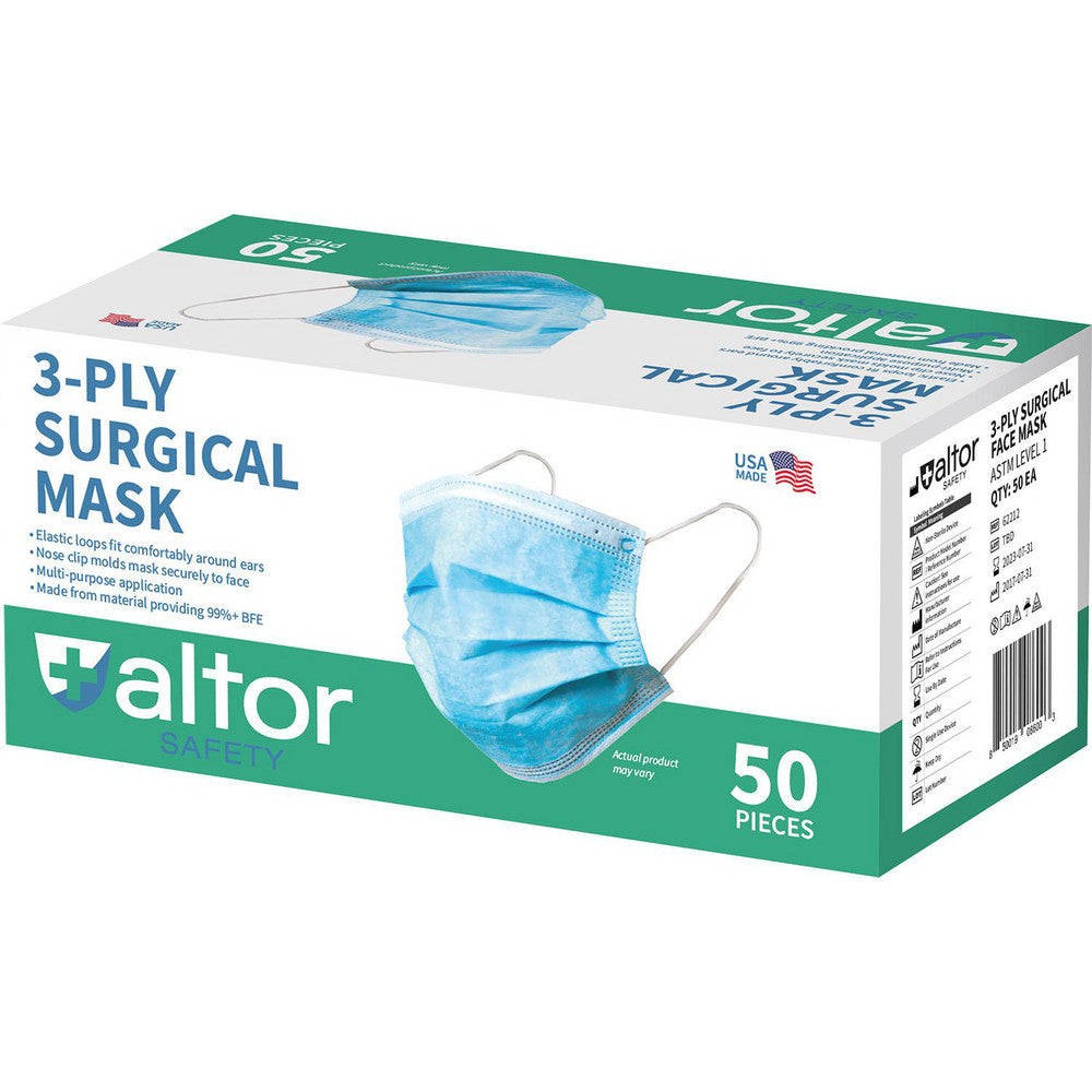 Altor Safety 62212 Face Mask & Disposable Pleated Mask Contains Nose Clip, Blue, Size Universal & Adult