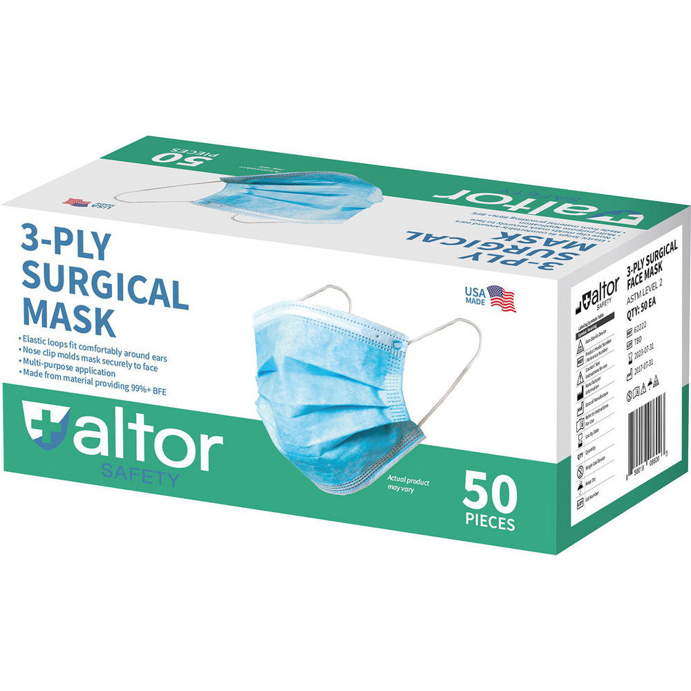 Altor Safety 62222 Face Mask & Disposable Pleated Mask Contains Nose Clip, Blue, Size Universal & Adult